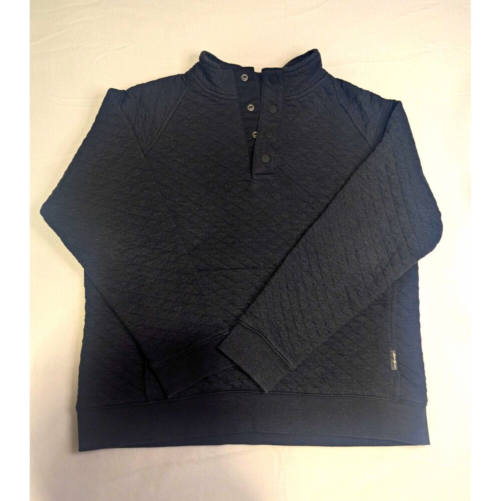 Eddie Bauer Gray Quilted Mock Neck Snap Pullover Sweatshirt Men's M